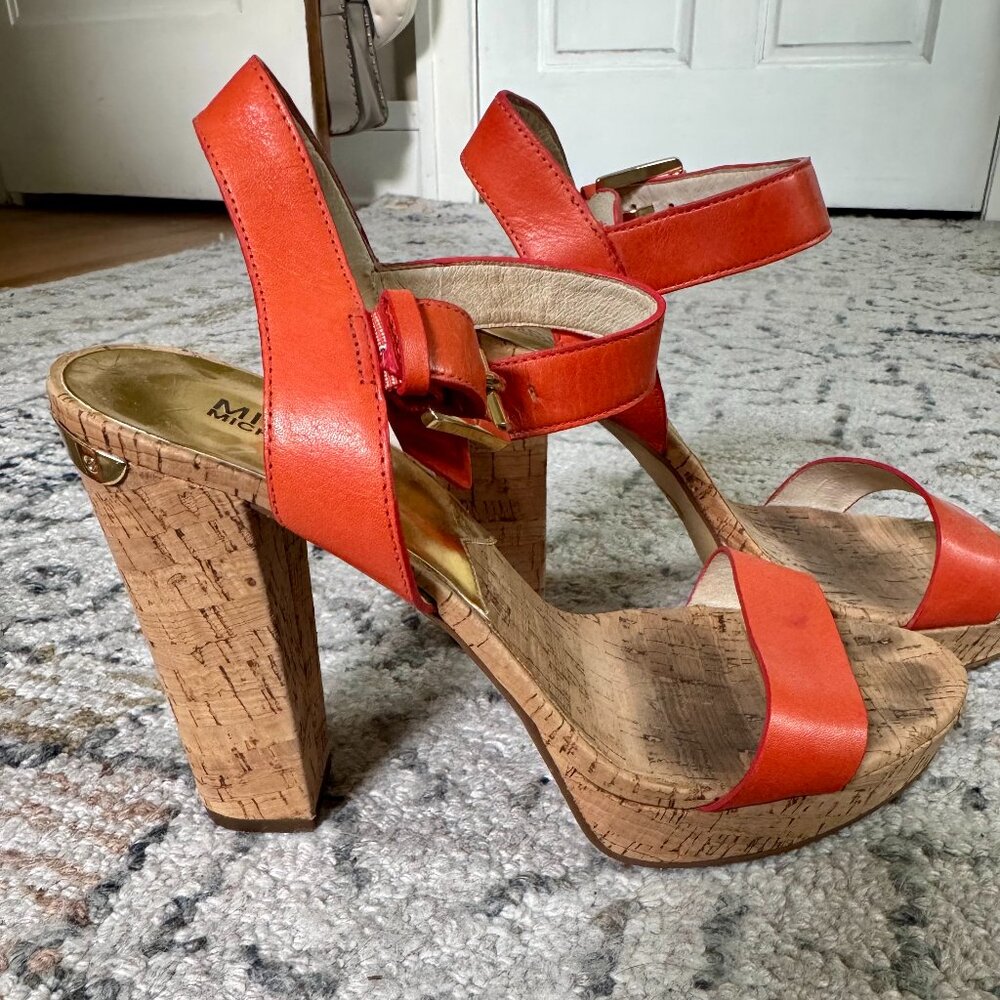 Michael Kors Orange Cork Platform Sandals